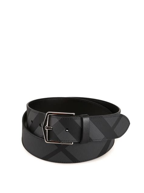 Check Leather Belt in Black 